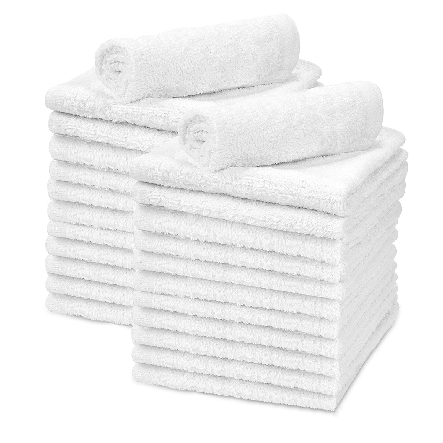 12 PIECE LUSH VELOUR WHITE HAND TOWELS 16 X 27 –